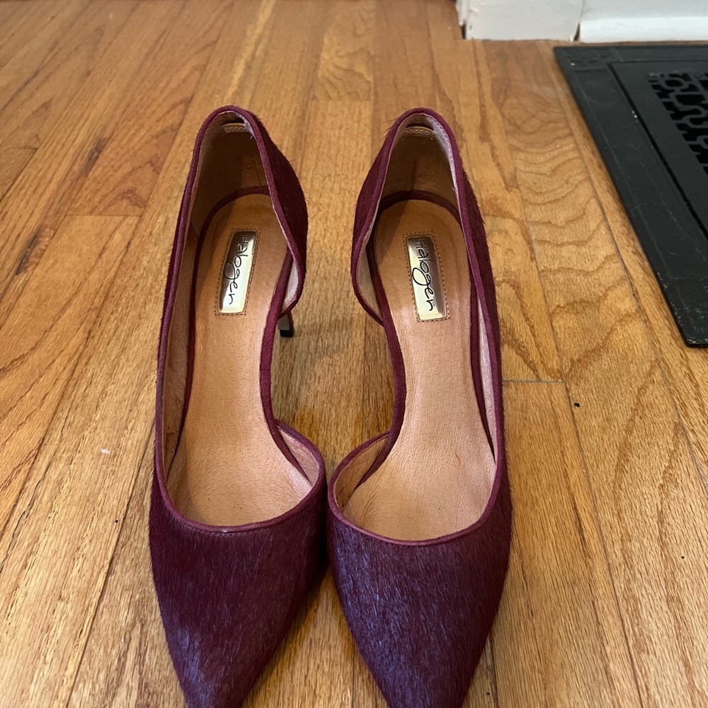 Halogen Burgundy Pony Hair Pumps